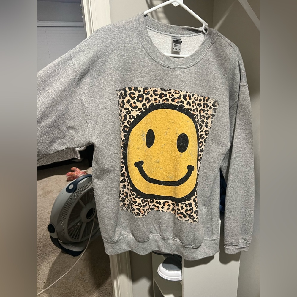 Smiley Face Cheeta Sweatshirt